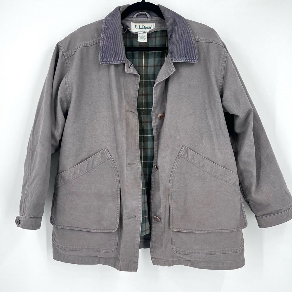 LL Bean Women’s Medium Barn Field Coat Plaid interior primaloft